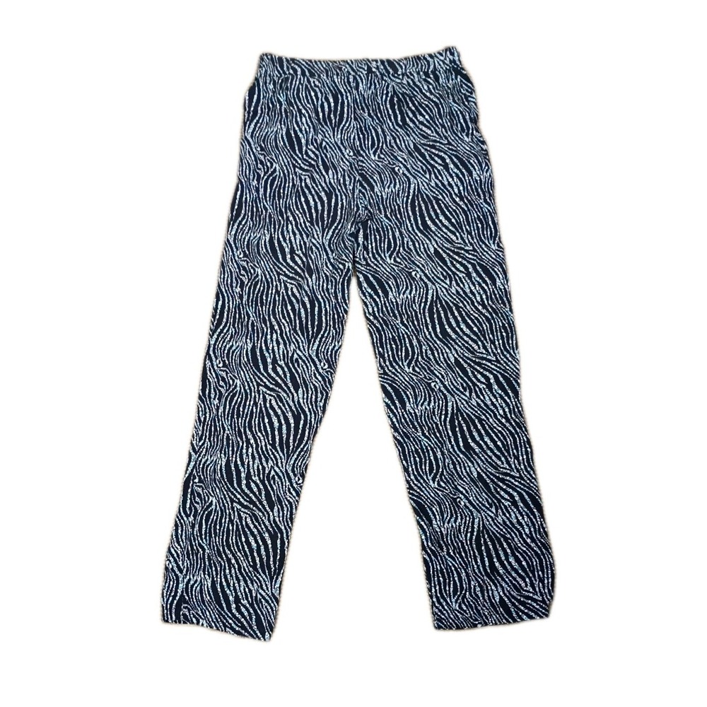 Kim Rogers Womens Elastic Waist Pull on Pants - Size S Black/Multicolor Pockets
